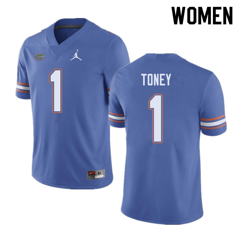 Jordan Brand Women #1 Kadarius Toney Florida Gators College Football Jerseys Sale-Blue